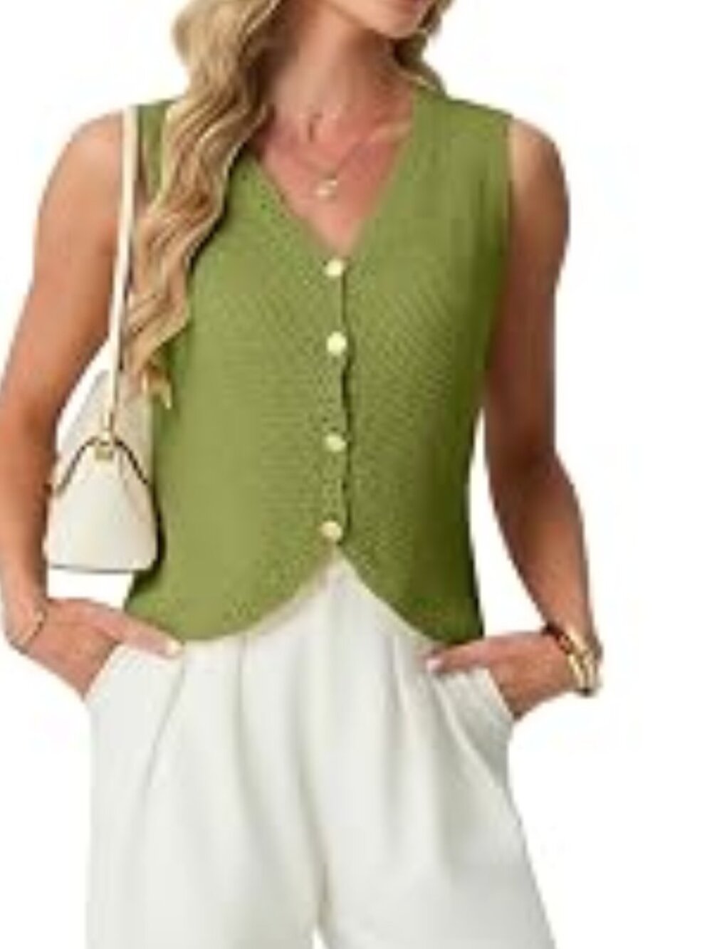 GRECERELLE Women's Summer Sleeveless V Neck Sweater Vest